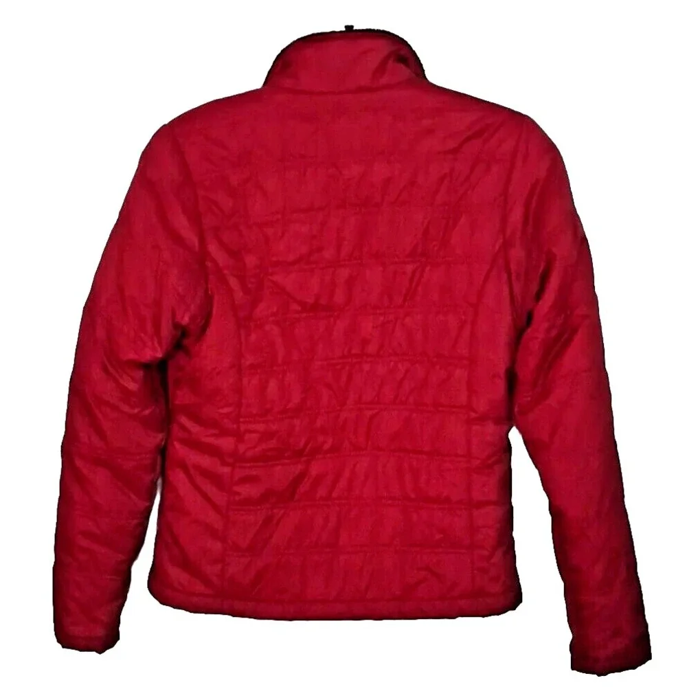 LL Bean Misses Sm Burgundy Red Nylon Fleece Lined Full Zip Winter Jacket Pre-own